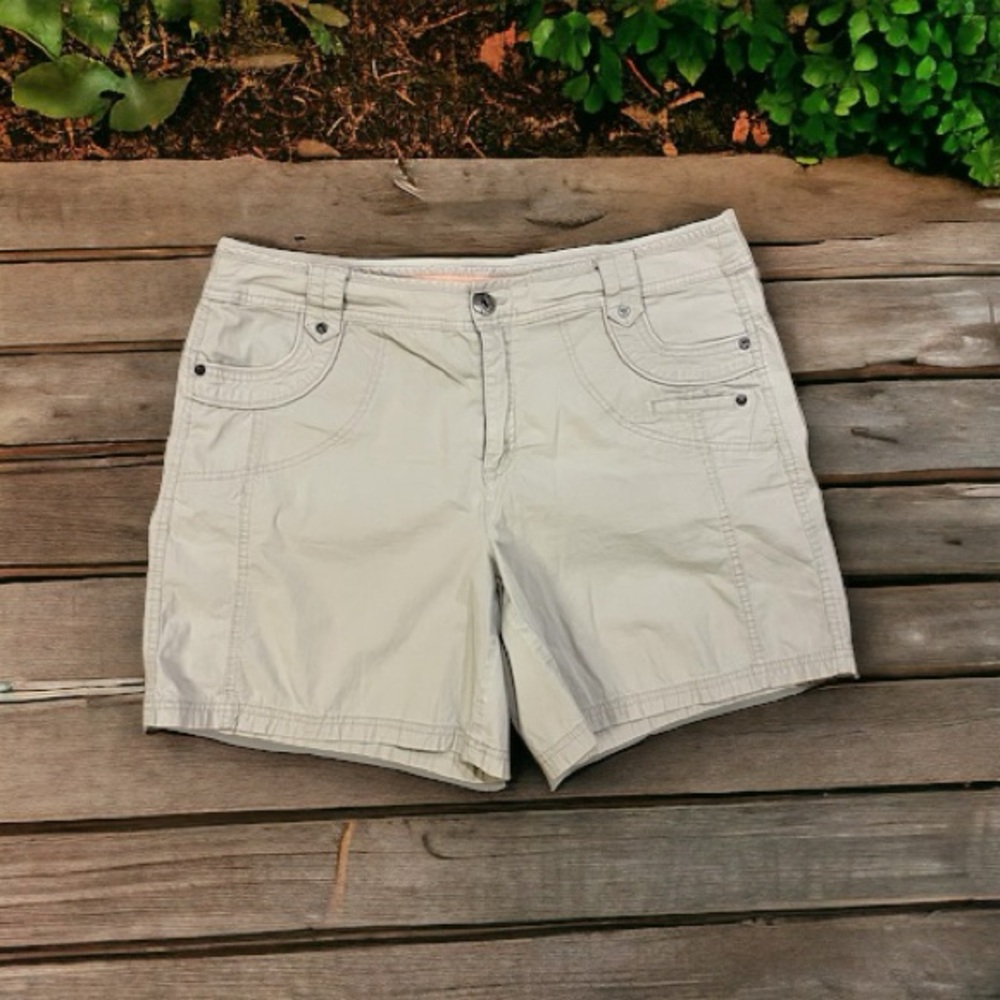 Intro Casual Elegance Stretch Tan Shorts